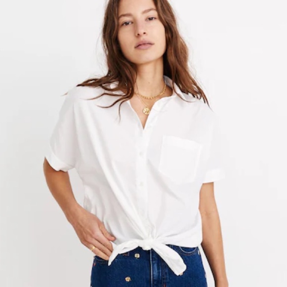 Madewell Short-Sleeve Tie-Front Shirt